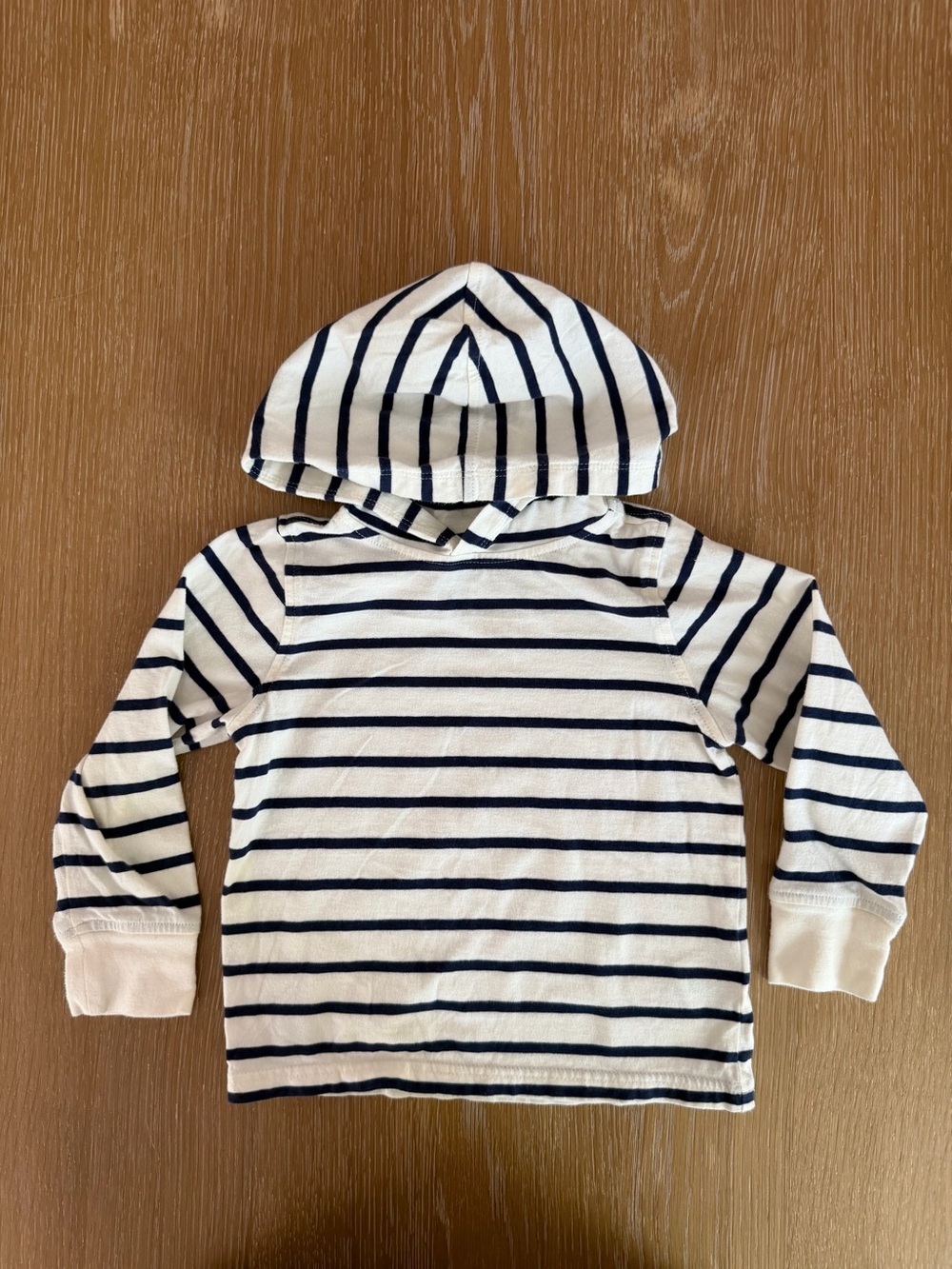 Crewcuts White & Navy Striped Hooded Long-Sleeve Top